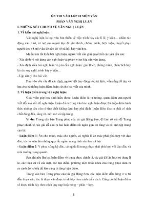 Tài liệu ôn thi vào lớp 10 THPT môn Ngữ văn phần Văn nghị luận